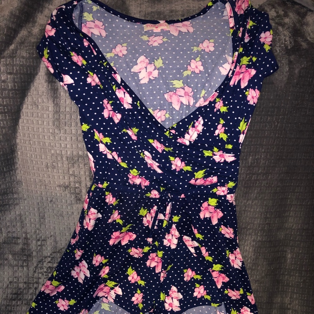 High low girls floral romper